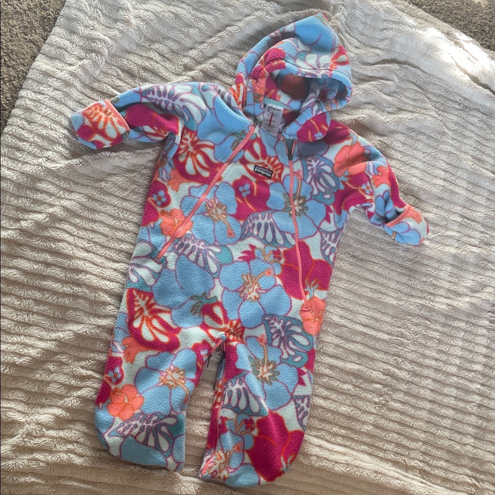 Patagonia Fleece Colorful Floral Baby One Piece 12 months